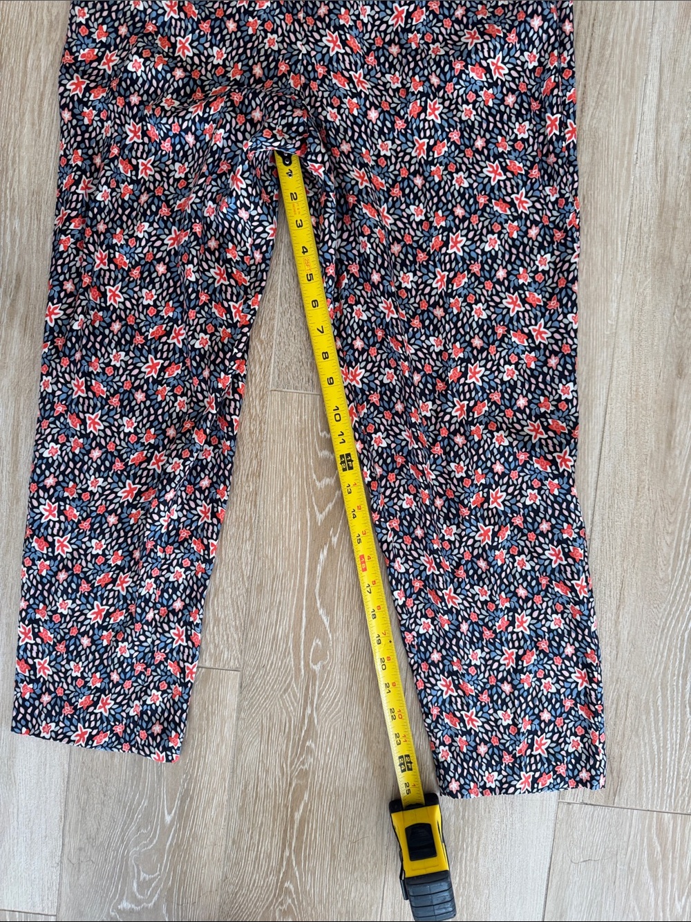Floral V-Neck Long Sleeve Jumpsuit in Navy with Coral Accents - Picture 13 of 16